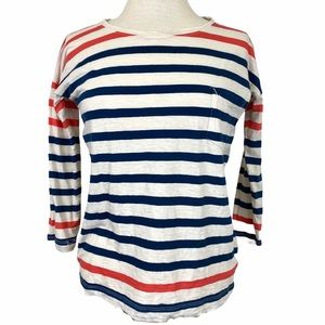 MADEWELL Navy & Orange Striped Tee